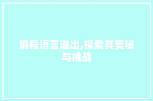 编程语言溢出,探索其奥秘与挑战 编程语言溢出,探索其奥秘与挑战