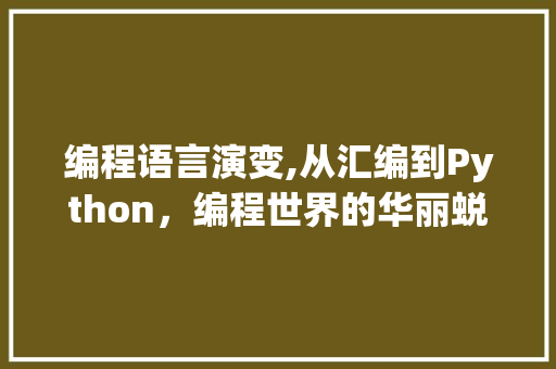 编程语言演变,从汇编到Python,编程世界的华丽蜕变 编程语言演变,从汇编到Python,编程世界的华丽蜕变