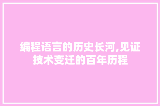 编程语言的历史长河,见证技术变迁的百年历程 网络技术
