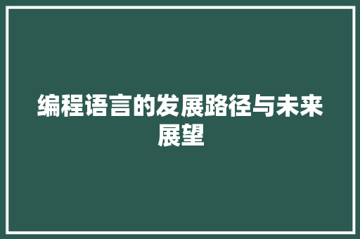 编程语言的发展路径与未来展望 网络技术