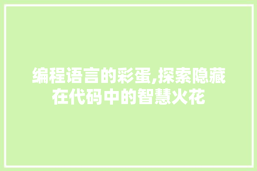 编程语言的彩蛋,探索隐藏在代码中的智慧火花 网络技术