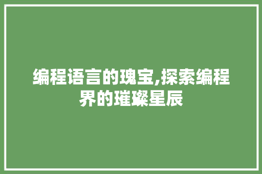 编程语言的瑰宝,探索编程界的璀璨星辰