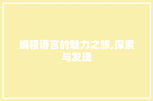 编程语言的魅力之旅,探索与发现