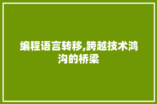 编程语言转移,跨越技术鸿沟的桥梁