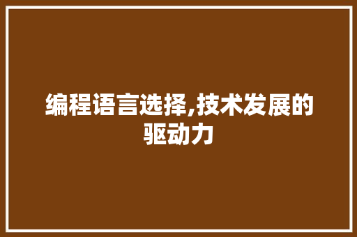 编程语言选择,技术发展的驱动力