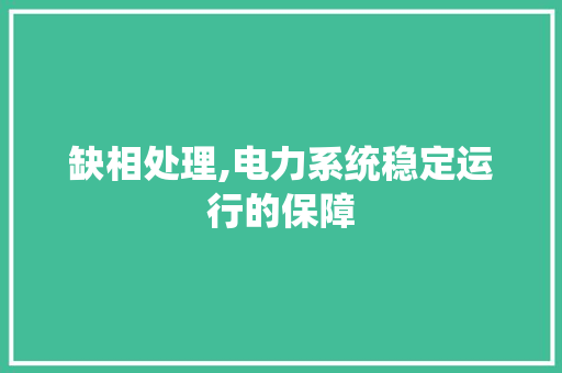缺相处理,电力系统稳定运行的保障