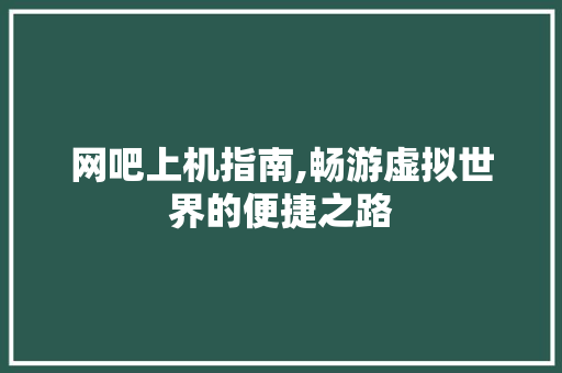 网吧上机指南,畅游虚拟世界的便捷之路