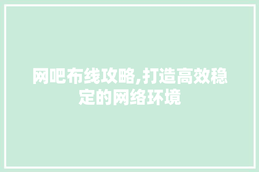 网吧布线攻略,打造高效稳定的网络环境