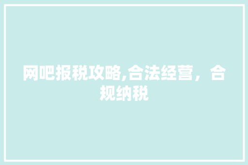 网吧报税攻略,合法经营，合规纳税