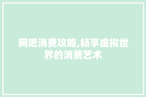 网吧消费攻略,畅享虚拟世界的消费艺术
