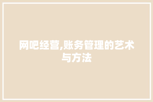 网吧经营,账务管理的艺术与方法