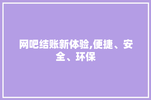 网吧结账新体验,便捷、安全、环保