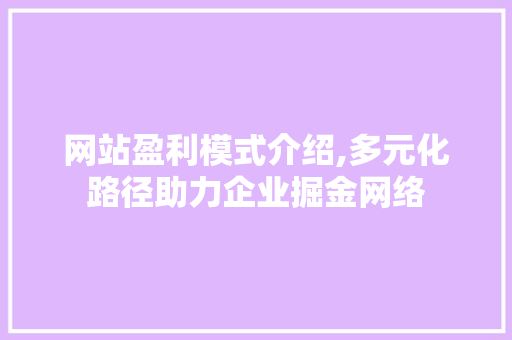 网站盈利模式介绍,多元化路径助力企业掘金网络 网站盈利模式介绍,多元化路径助力企业掘金网络