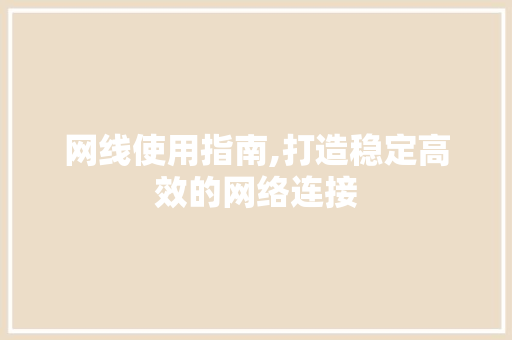 网线使用指南,打造稳定高效的网络连接 网线使用指南,打造稳定高效的网络连接
