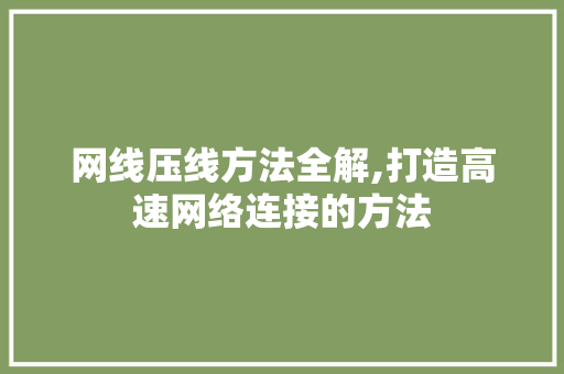 网线压线方法全解,打造高速网络连接的方法