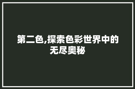 第二色,探索色彩世界中的无尽奥秘