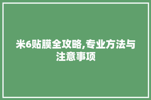 米6贴膜全攻略,专业方法与注意事项
