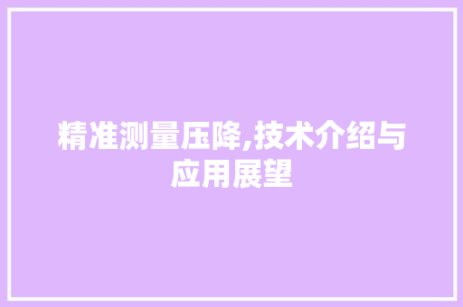 精准测量压降,技术介绍与应用展望