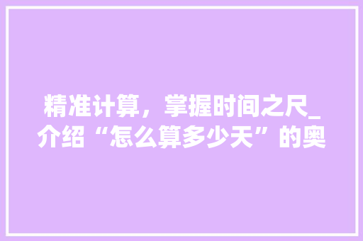 精准计算，掌握时间之尺_介绍“怎么算多少天”的奥秘