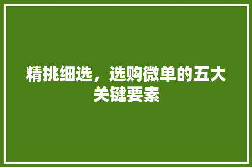 精挑细选，选购微单的五大关键要素