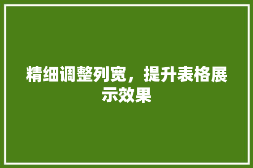精细调整列宽，提升表格展示效果