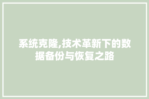 系统克隆,技术革新下的数据备份与恢复之路
