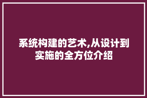 系统构建的艺术,从设计到实施的全方位介绍
