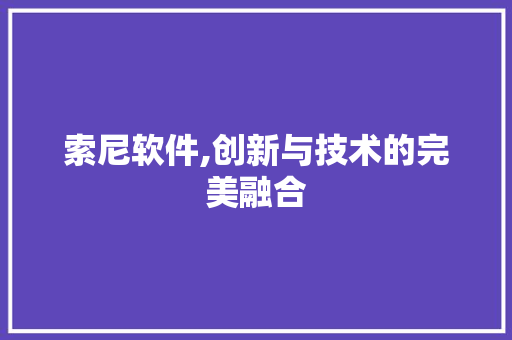索尼软件,创新与技术的完美融合
