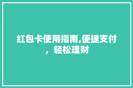 红包卡使用指南,便捷支付，轻松理财
