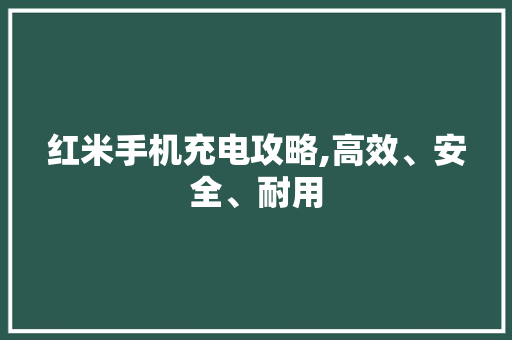 红米手机充电攻略,高效、安全、耐用