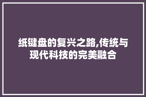 纸键盘的复兴之路,传统与现代科技的完美融合