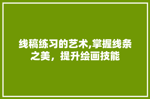 线稿练习的艺术,掌握线条之美，提升绘画技能