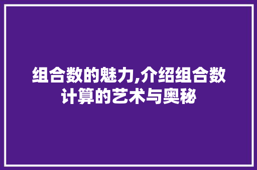 组合数的魅力,介绍组合数计算的艺术与奥秘 组合数的魅力,介绍组合数计算的艺术与奥秘