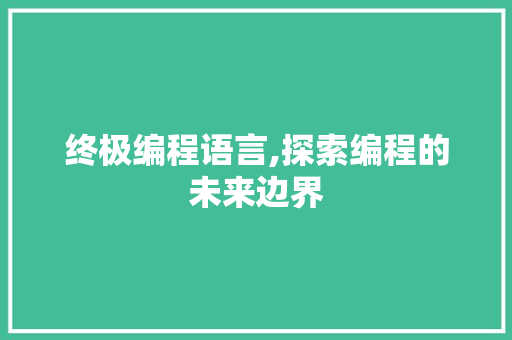 终极编程语言,探索编程的未来边界