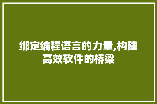 绑定编程语言的力量,构建高效软件的桥梁