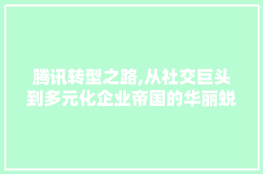 腾讯转型之路,从社交巨头到多元化企业帝国的华丽蜕变