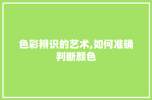 色彩辨识的艺术,如何准确判断颜色