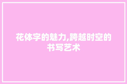花体字的魅力,跨越时空的书写艺术