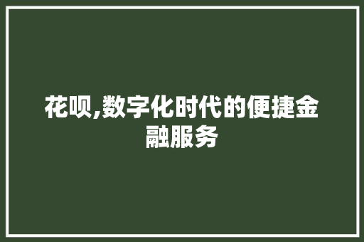 花呗,数字化时代的便捷金融服务