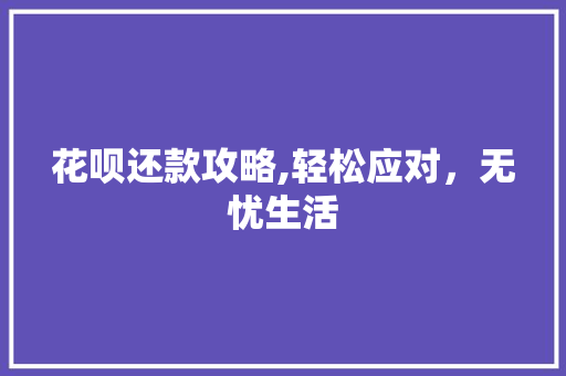 花呗还款攻略,轻松应对，无忧生活