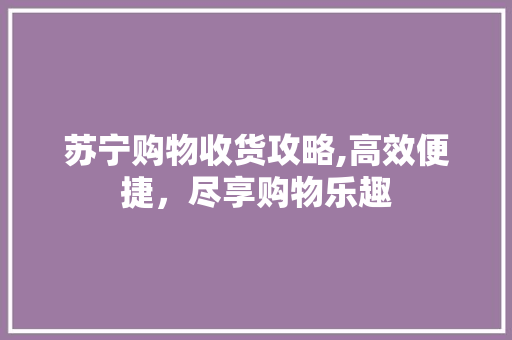 苏宁购物收货攻略,高效便捷，尽享购物乐趣