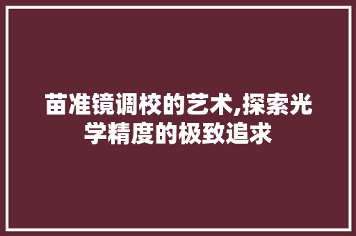 苗准镜调校的艺术,探索光学精度的极致追求