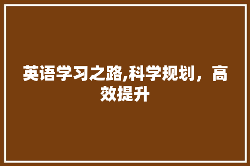 英语学习之路,科学规划，高效提升