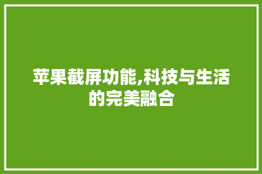 苹果截屏功能,科技与生活的完美融合 电脑故障维修