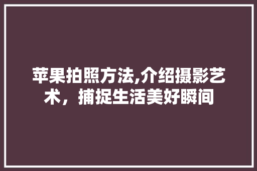 苹果拍照方法,介绍摄影艺术，捕捉生活美好瞬间 操作系统