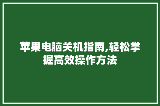 苹果电脑关机指南,轻松掌握高效操作方法