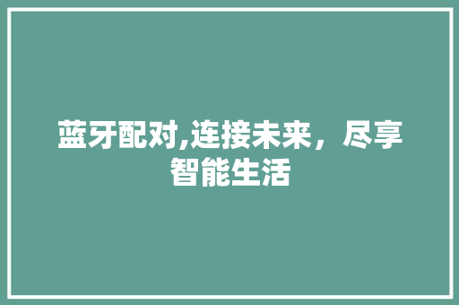 蓝牙配对,连接未来，尽享智能生活