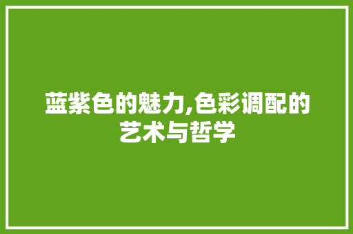 蓝紫色的魅力,色彩调配的艺术与哲学 网络技术