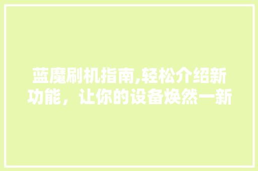 蓝魔刷机指南,轻松介绍新功能,让你的设备焕然一新 蓝魔刷机指南,轻松介绍新功能,让你的设备焕然一新