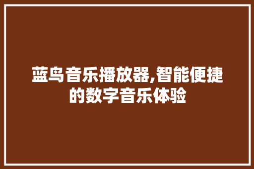 蓝鸟音乐播放器,智能便捷的数字音乐体验